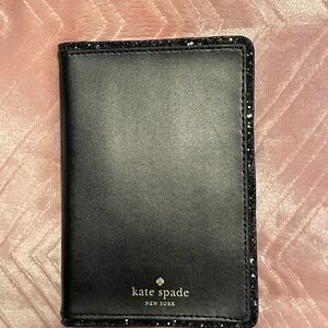 Kate Spade Black Glitter Trim Passport Holder